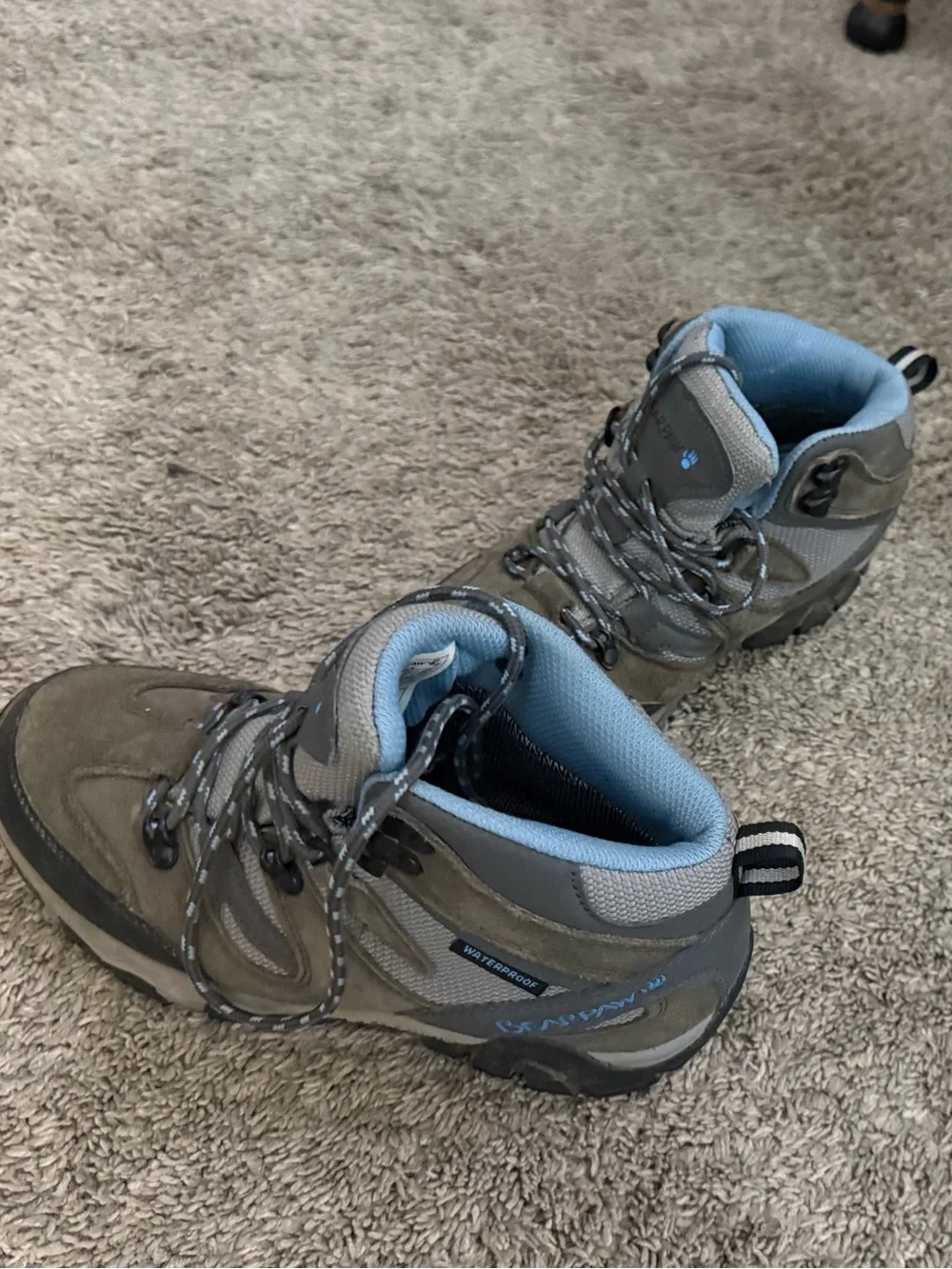 BearPaw Women’s Olive Green Hiking Boots with Light Blue Lining